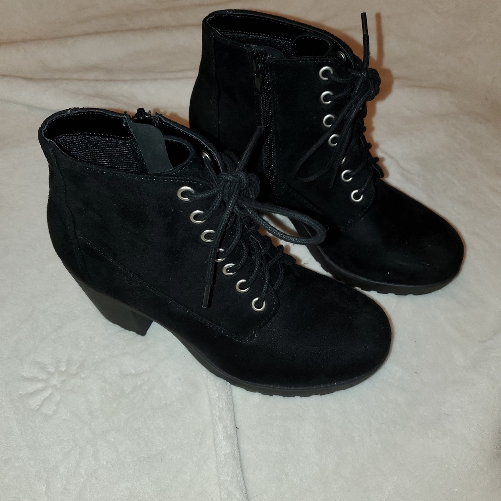 Soda lace-up heeled combat boots
